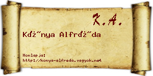 Kónya Alfréda névjegykártya